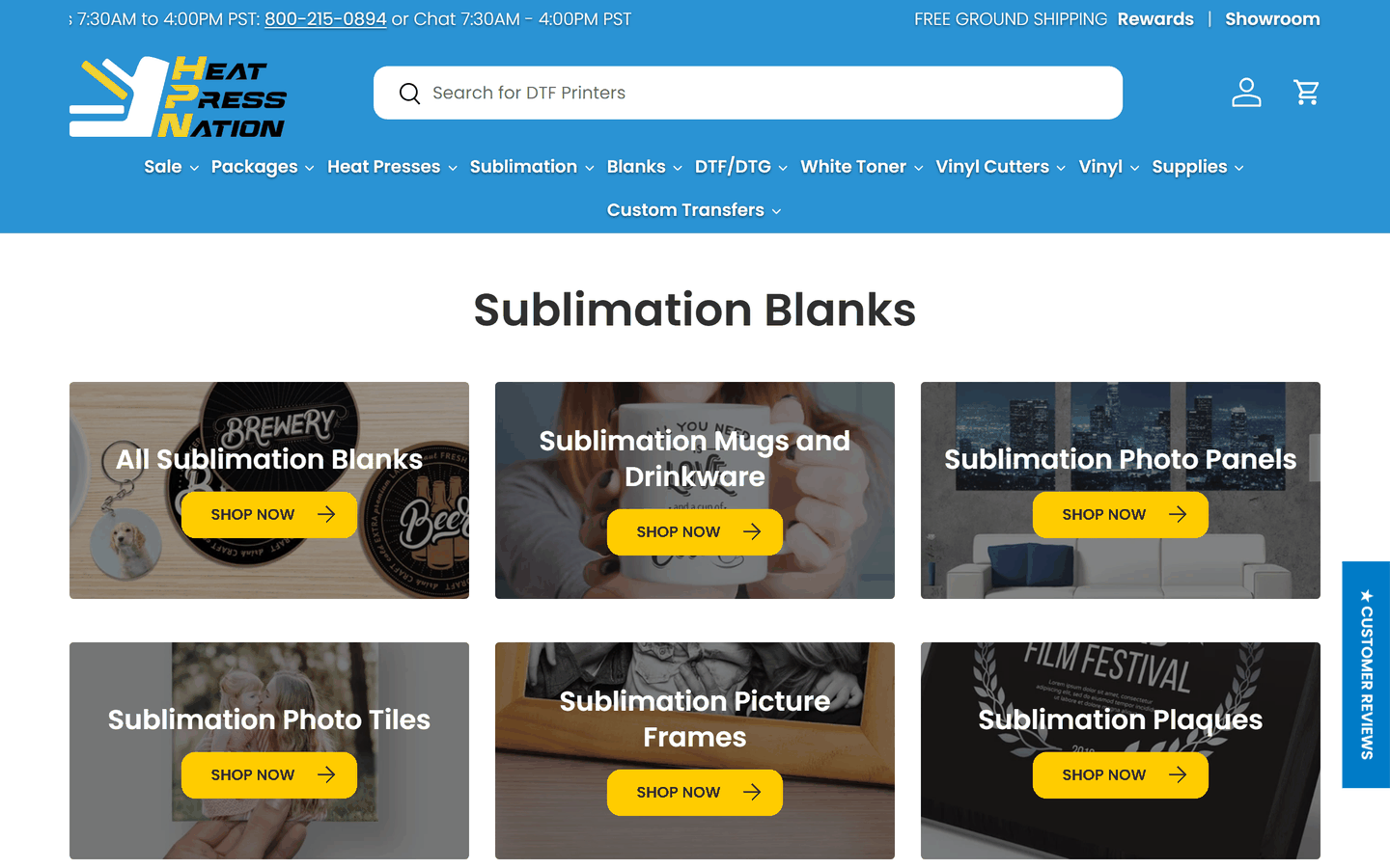Heat Press Nation sublimation blanks collection page